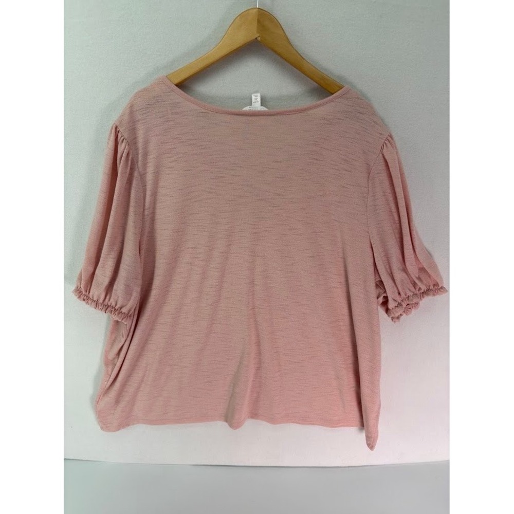 Lauren Conrad Plus Size 4X Rose Pink V Neck Shirt Ruffled Sleeve - Picture 4 of 4